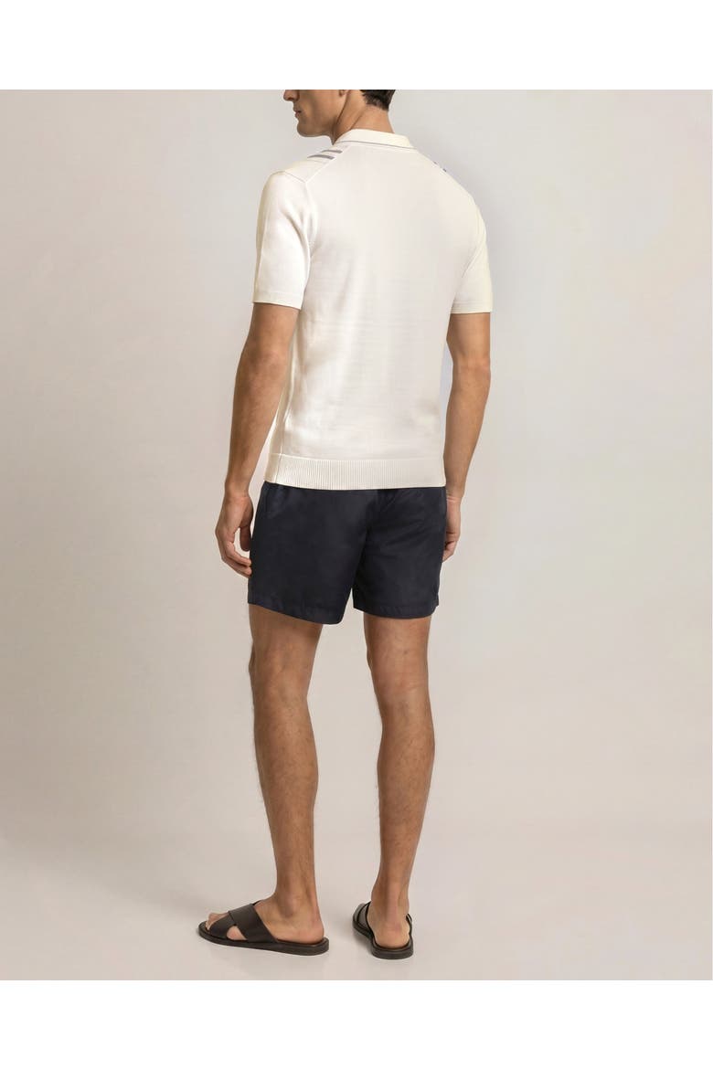 Horton Tailored Fit Silk Cotton Polo Shirt, Alternate, color, White Sand/Night Iris
