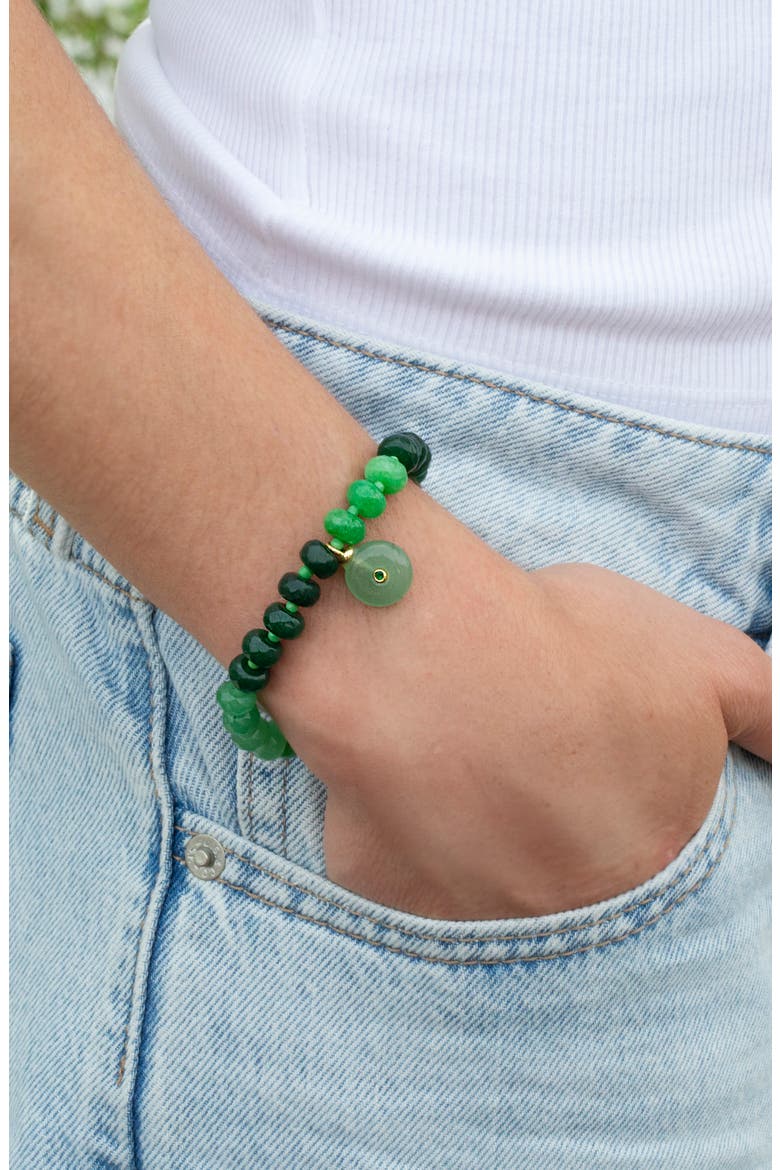 Verde Agate Stretch Bracelet, Alternate, color, GREEN