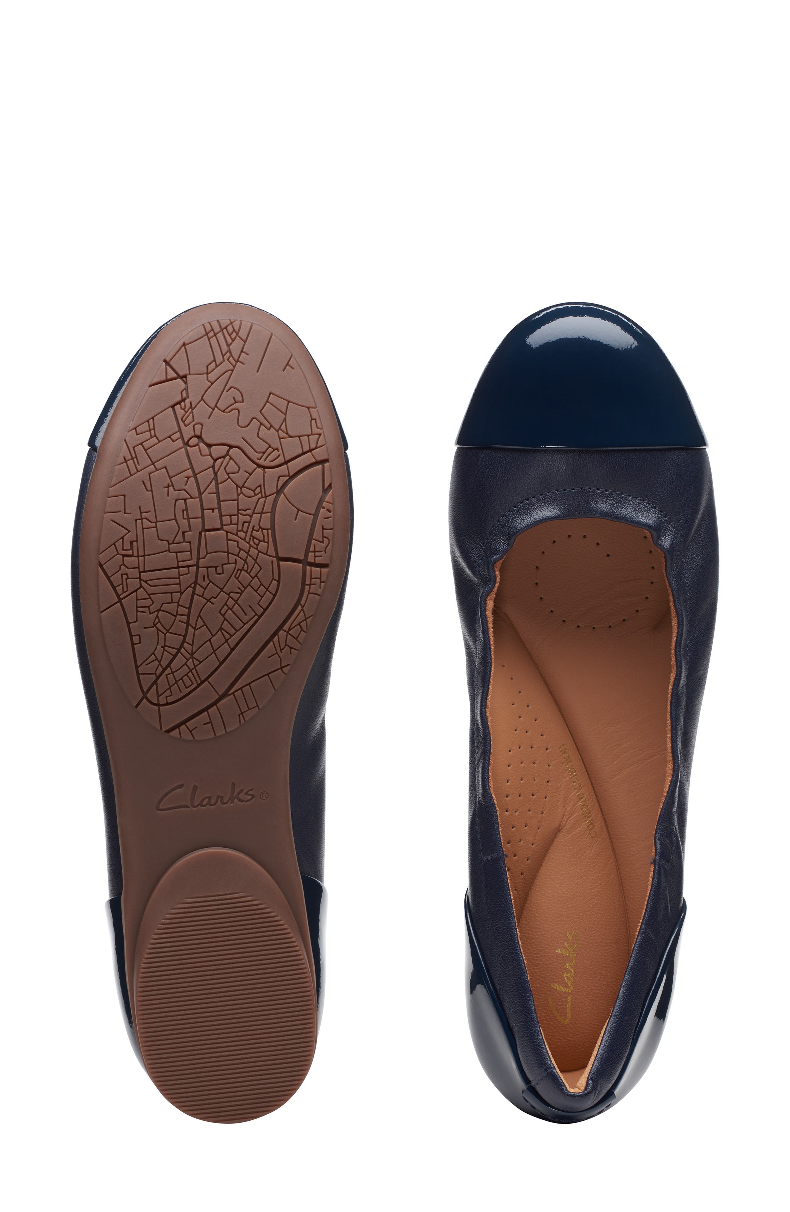 Clarks<sup>®</sup> Rena Jazz Flat, Alternate, color, Navy Leather
