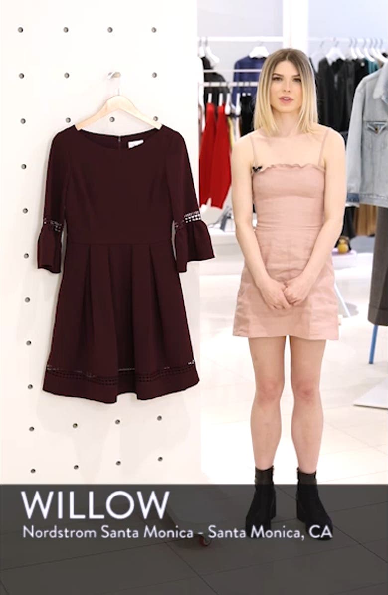 Bell Sleeve Lace Inset Fit & Flare Dress, sales video thumbnail