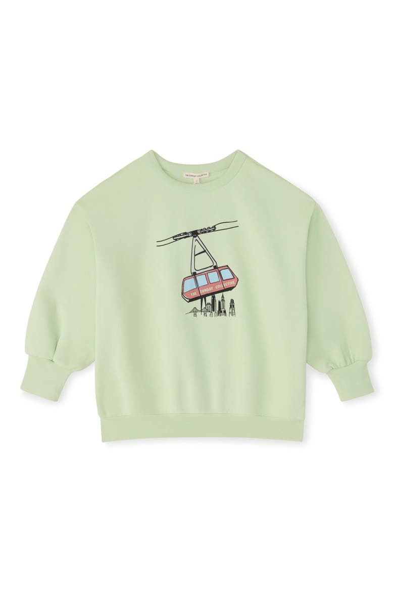 Kids' Weekend Organic Cotton Graphic Sweatshirt, Main, color, LIGHT GREEN