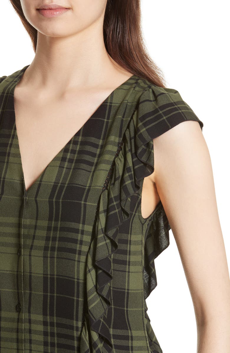 Alice + Olivia Janet Side Ruffle Blouse, Alternate, color, 