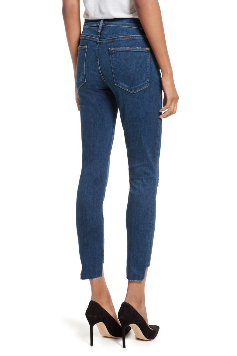 Le High High Waist Staggered Hem Slim Jeans, Alternate, color, BAISLEY