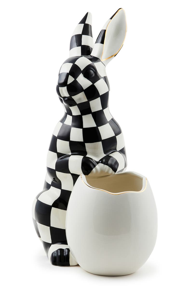 MACKENZIE CHILDS Check Ceramic Bunny Vase, Alternate, color, Black