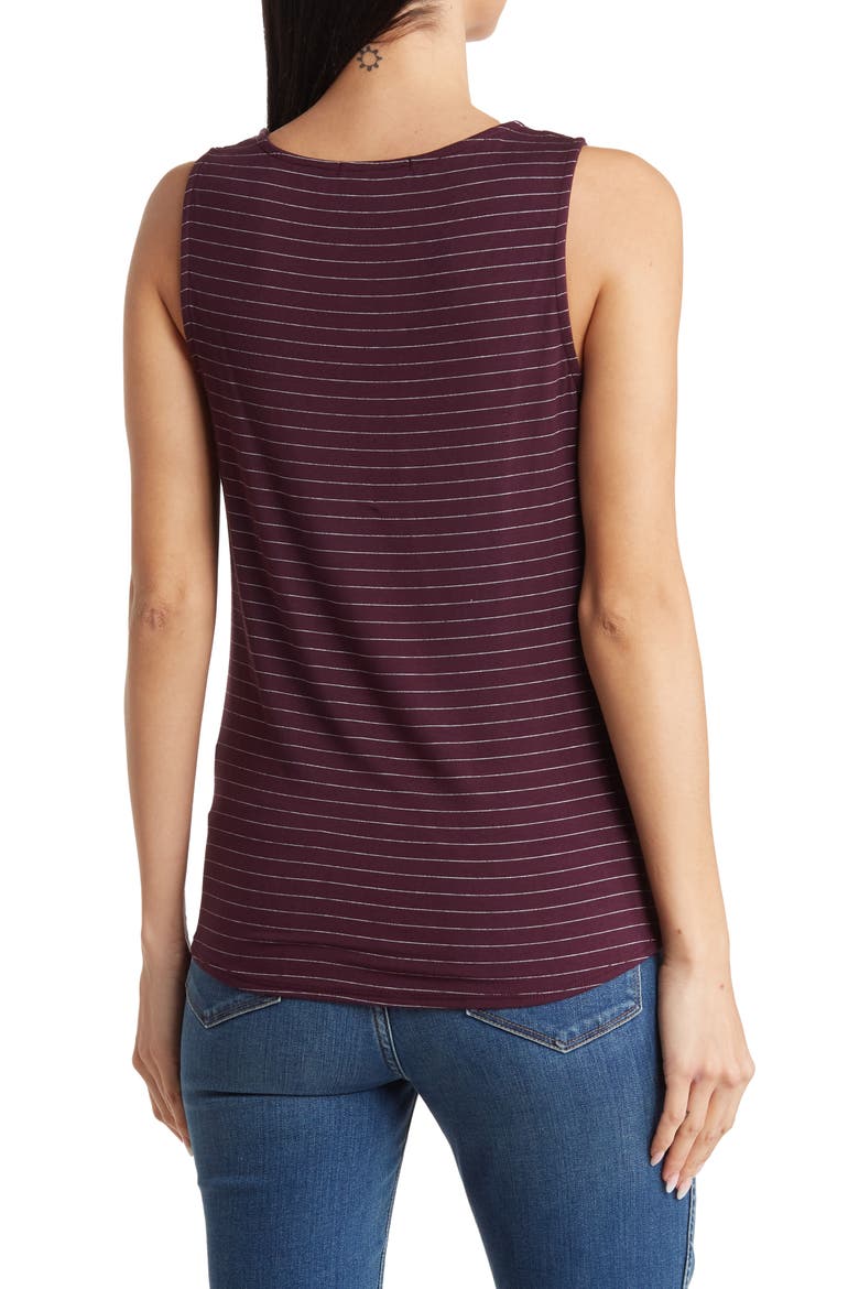 Mider Stripe Tie Front Top, Alternate, color, PLUM