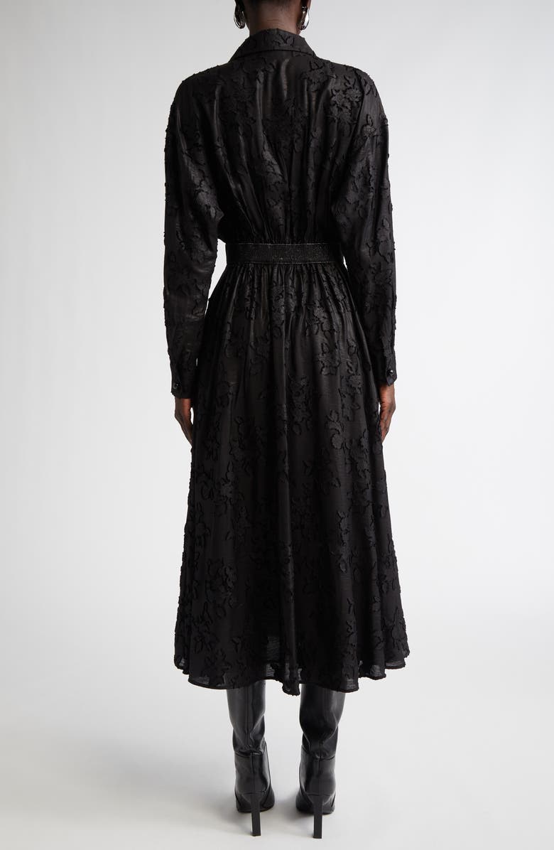 ST. JOHN Floral Fil Coupé Long Sleeve Shirtdress, Alternate, color, 