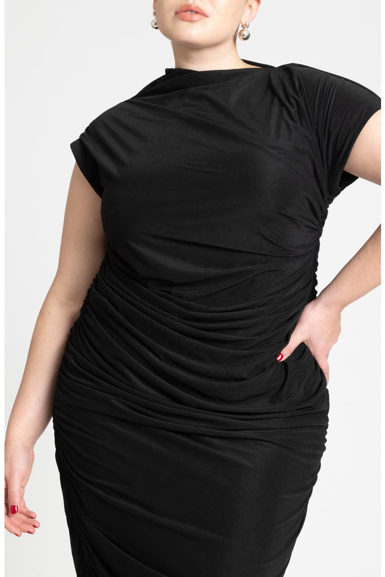 Draped Asym Dress, Alternate, color, BLACK ONYX