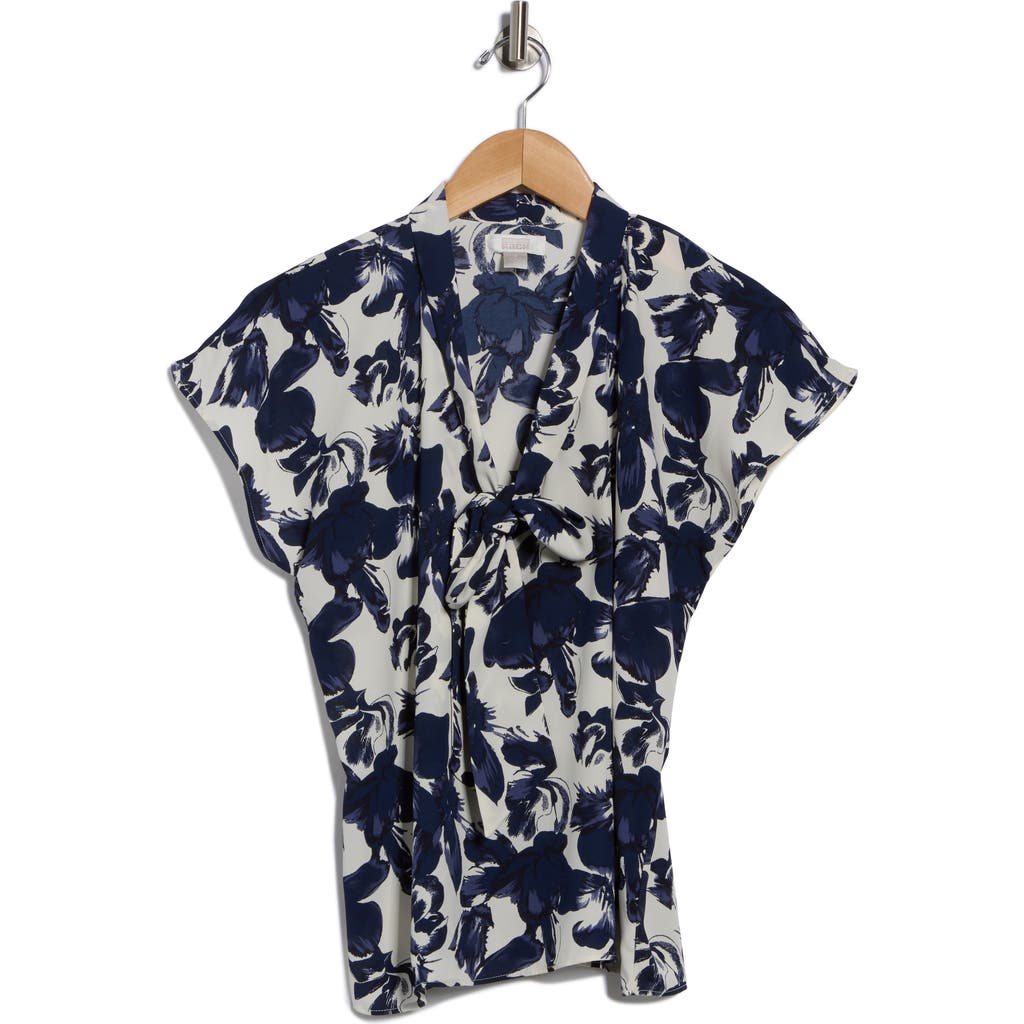 Nordstrom Rack Tie Neck Flutter Sleeve Top In Multi