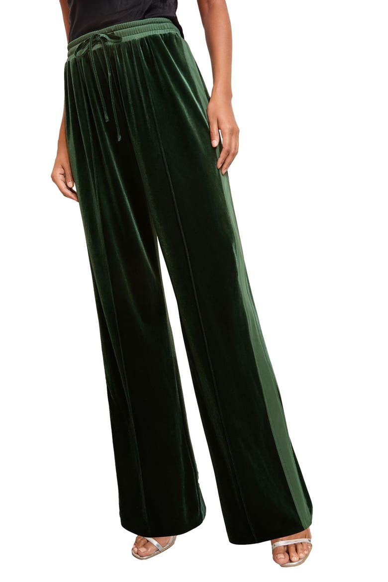 Velvet Wide Leg Pants, Main, color, GREEN