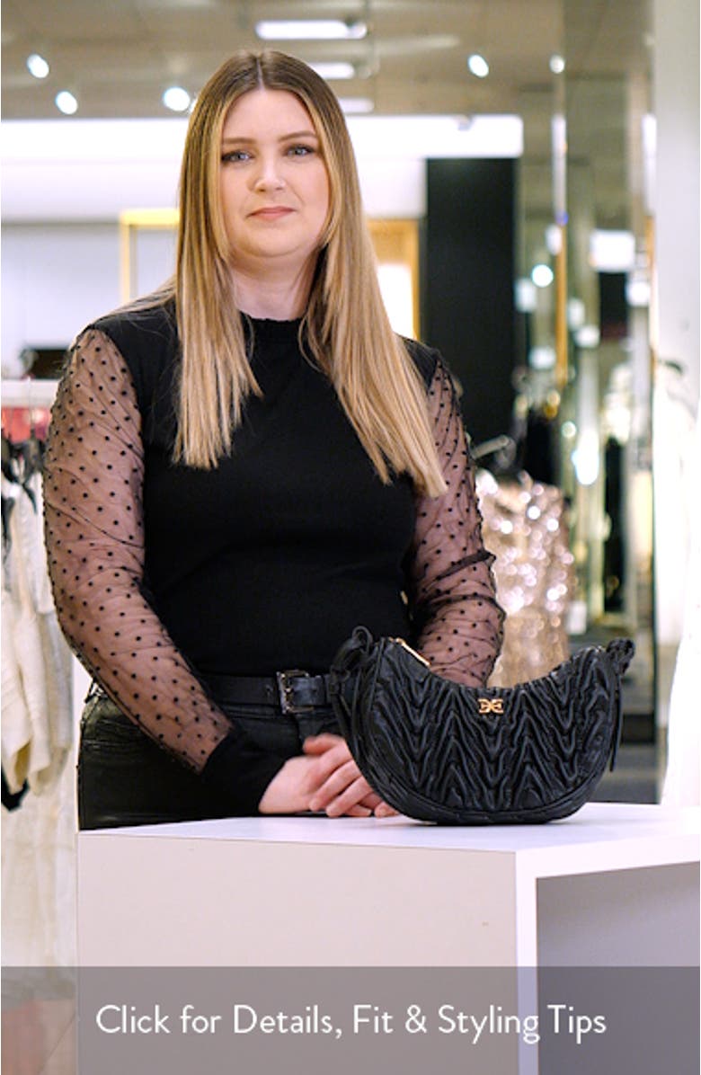 Ari Quilted Leather Crescent Shoulder Bag, sales video thumbnail