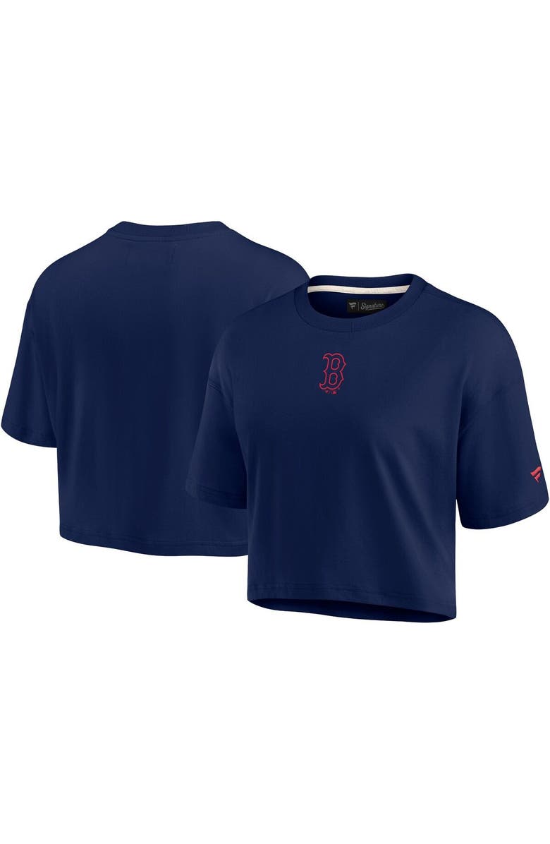 Fanatics Signature Women's Fanatics Signature Navy Boston Red Sox Elements Super Soft Boxy Cropped T-Shirt, Main, color, Navy