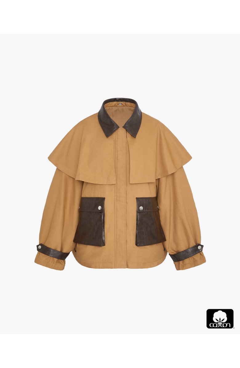 WeWoreWhat Cocoon Barn Jacket, Alternate, color, Khaki/Drk Brown