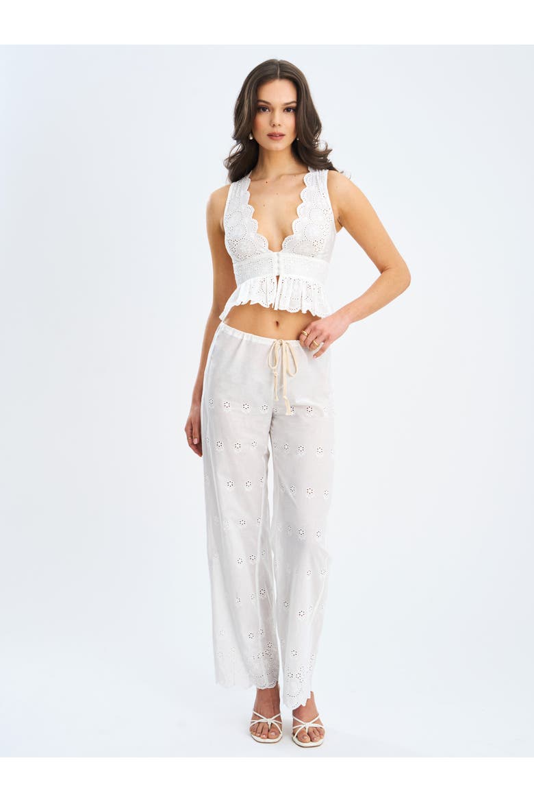 Raina Cotton Eyelet Straight Pants, Alternate, color, White