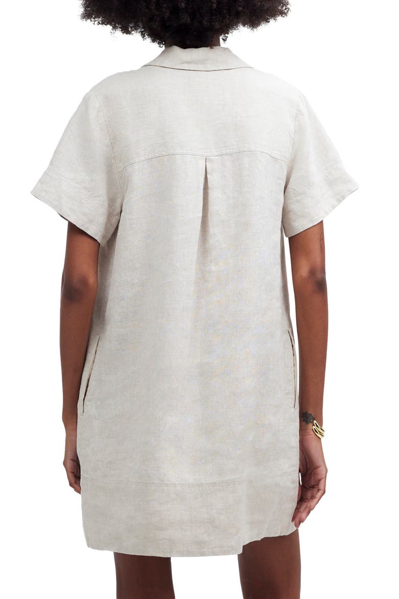 Johnny Collar V-Neck Linen Minidress, Alternate, color, NATURAL UNDYED