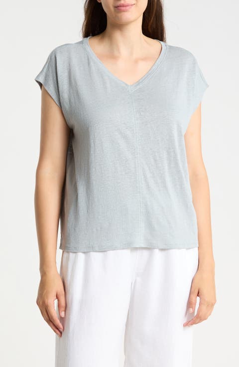 V-Neck Organic Linen T-Shirt