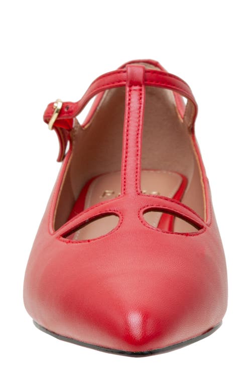 Linea Paolo Celia Pointed Toe T-strap Pump In Red