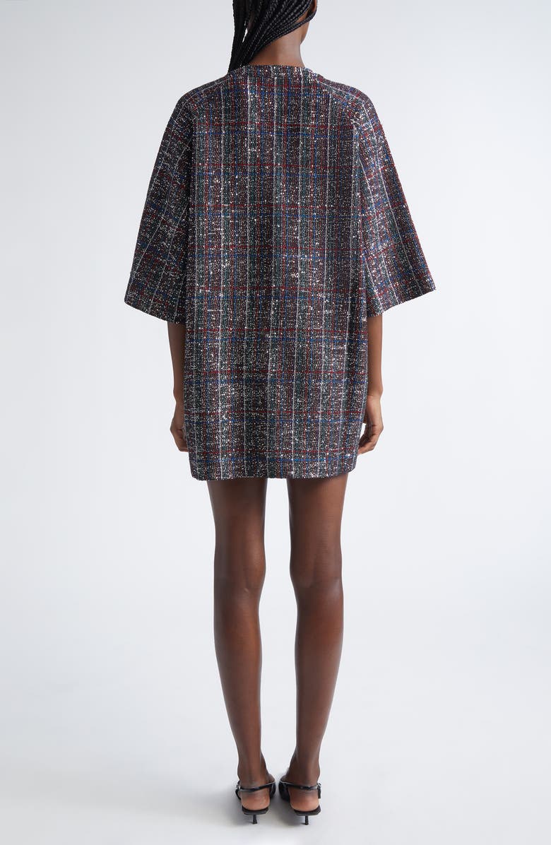 Missoni Sequin Plaid Knit Minidress, Alternate, color, Black Red Blue