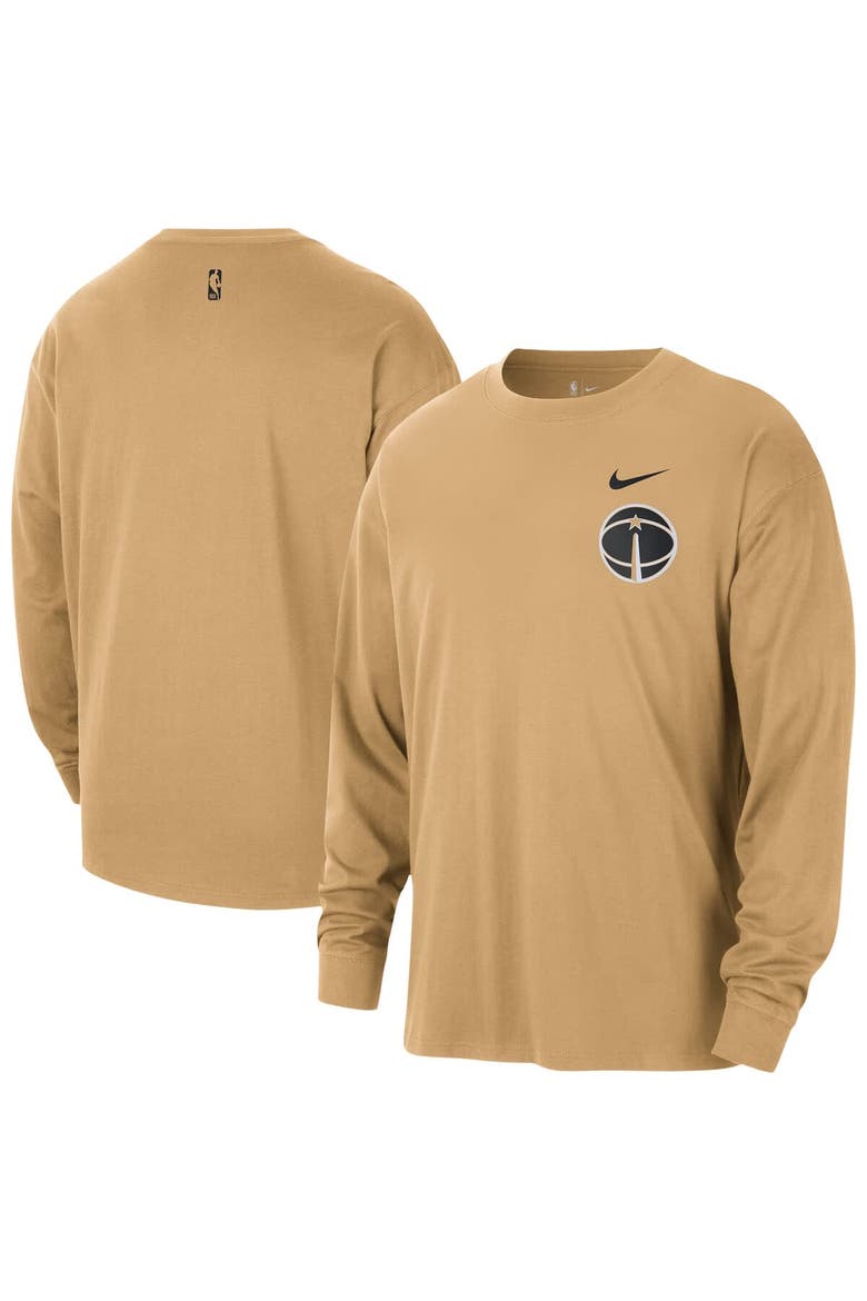 Men's Nike  Gold Washington Wizards 2025/26 City Edition Remix Essential Logo Long Sleeve T-Shirt, Main, color, Gold