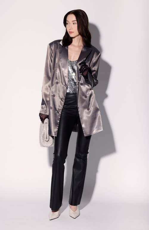 Walter Baker Kamari Oversize Double Breasted Satin Blazer In Gray