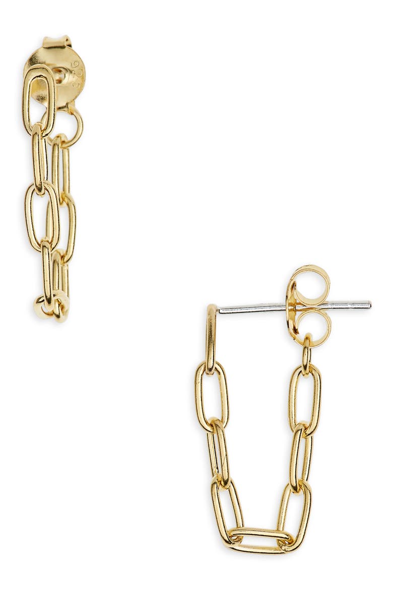 Delicate Collection Demi Fine Paperclip Chain Hoop Earrings, Main, color, VERMEIL