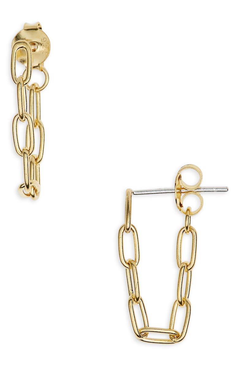 Madewell Delicate Collection Demi Fine Paperclip Chain Hoop Earrings, Main, color, 