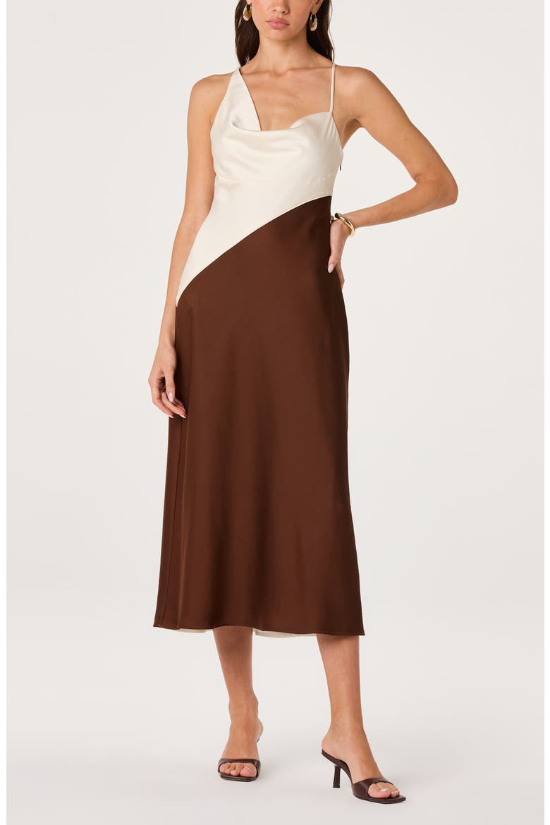 Amiyah Colorblocked Midi Dress, Main, color, CREAM BROWN