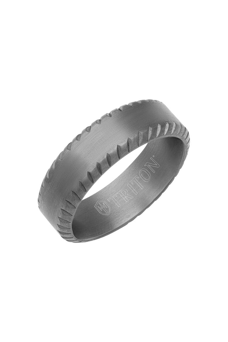 7MM Tantalum Ring with Milgrain Finish and Bevel Edge, Main, color, Metallic Silver
