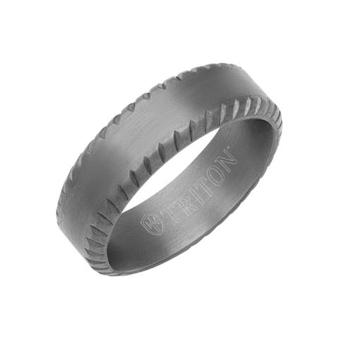 7MM Tantalum Ring with Milgrain Finish and Bevel Edge