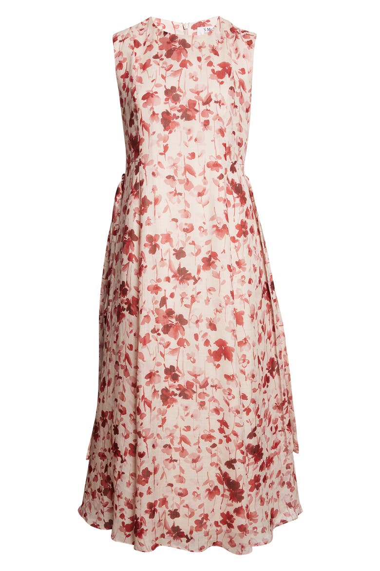 Alibi Floral Canvas Midi Dress, Alternate, color, TANGERINE