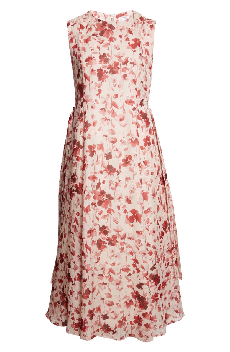 Max Mara Alibi Floral Canvas Midi Dress, Alternate, color, Tangerine