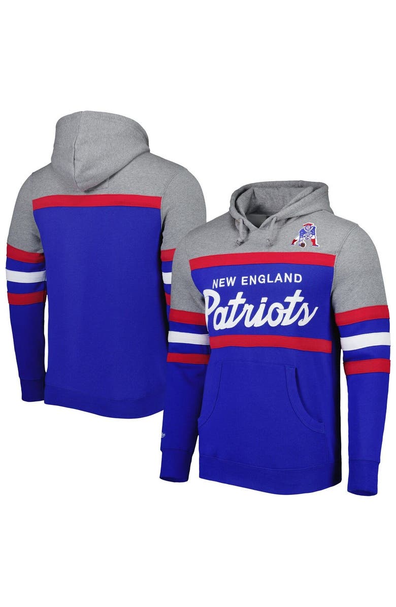 Mitchell & Ness Men's Mitchell & Ness Royal/Heathered Gray New England Patriots Head Coach Pullover Hoodie, Main, color, Royal