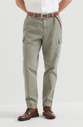 Brunello Cucinelli Peached cotton gabardine trousers with cargo pockets