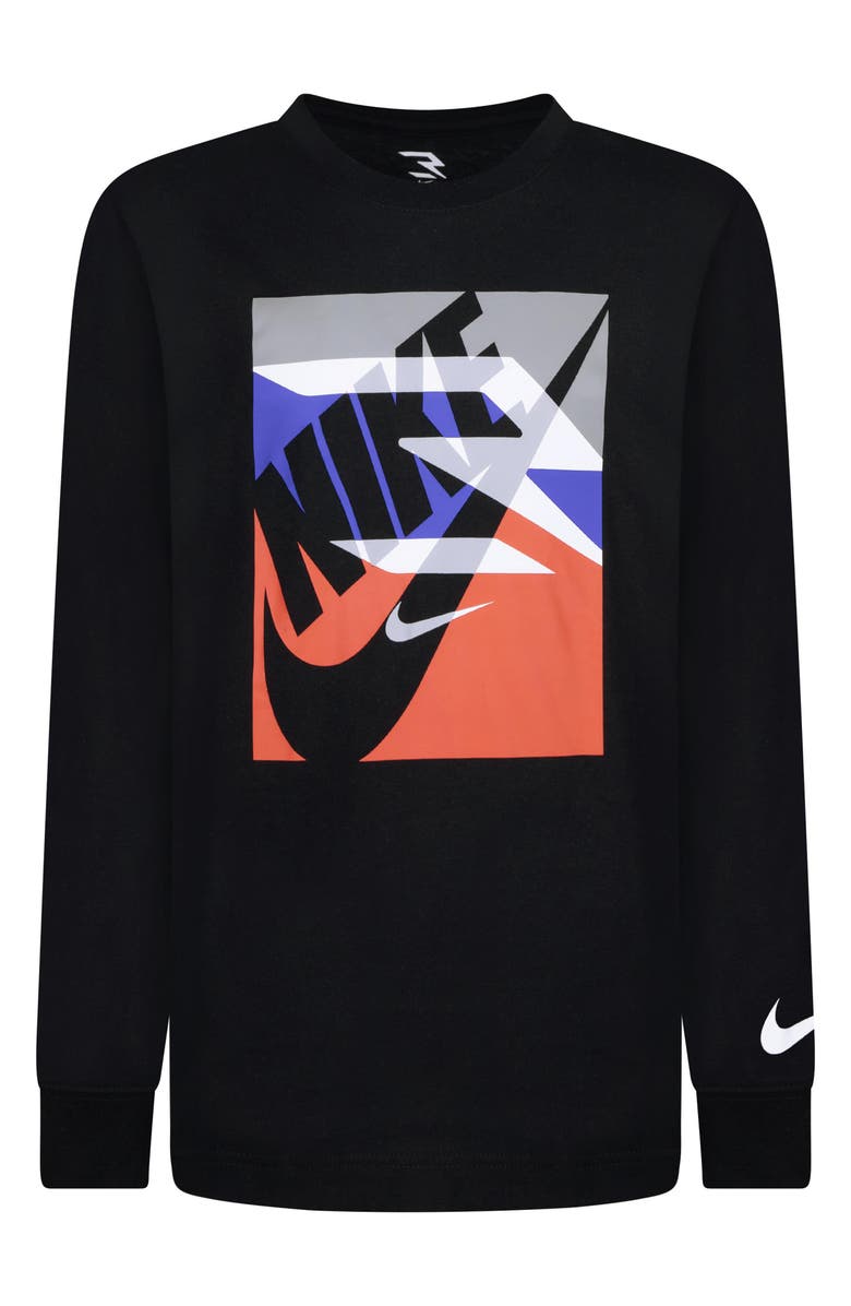 3 Brand Kids' Gradient Box Logo Long Sleeve T-Shirt, Main, color, 023Black