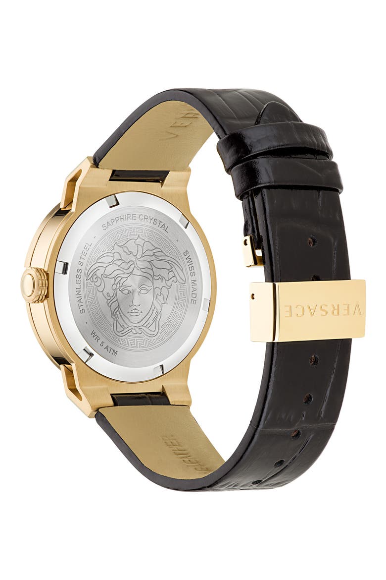Medusa Infinite Leather Strap Watch, 38mm, Alternate, color, GOLD
