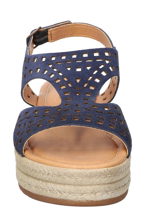Bella Vita Ann-italy Perforated Wedge Sandal In Navy Suede Leather