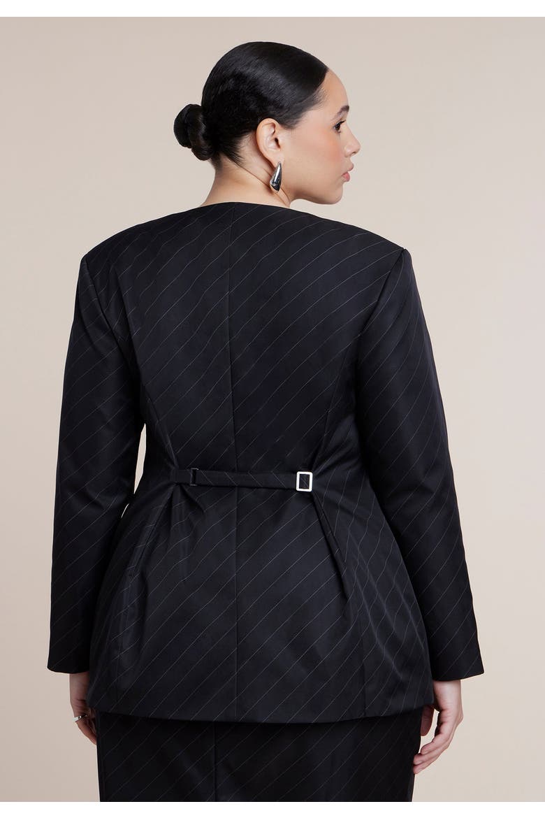 Collarless Strong Shoulder Blazer, Alternate, color, BLACK ONYX