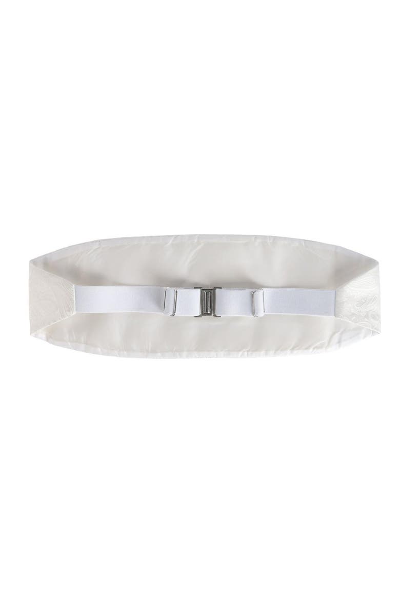 Banbury Tone on Tone Paisley Silk Cummerbund & Bow Tie Bundle, Alternate, color, White