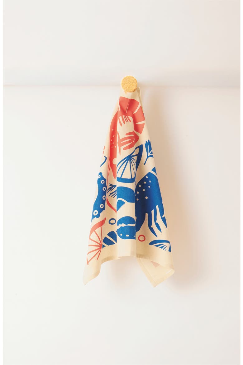 Tea Towels - Seafood Platter Set of 2 + Dishcloths Set of  2- Seafood Platter, Alternate, color, Tea Towel