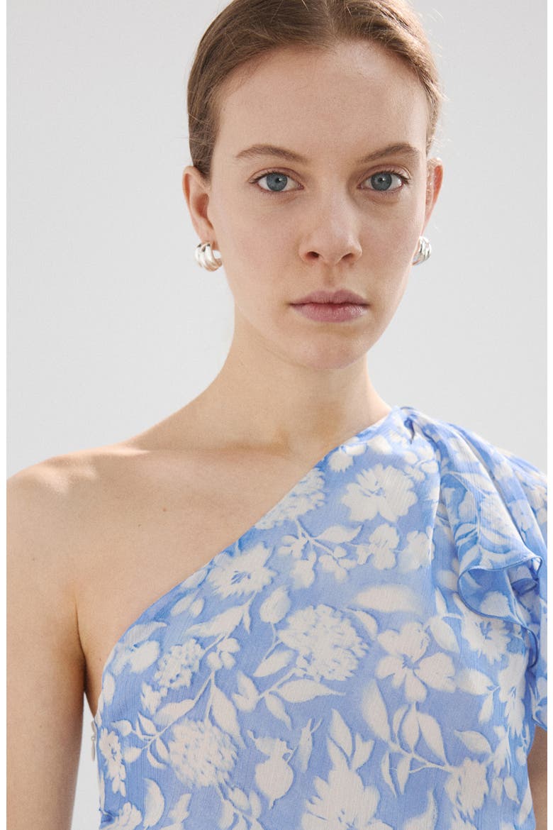 Asymmetric Floral Print Dress, Alternate, color, BLUE