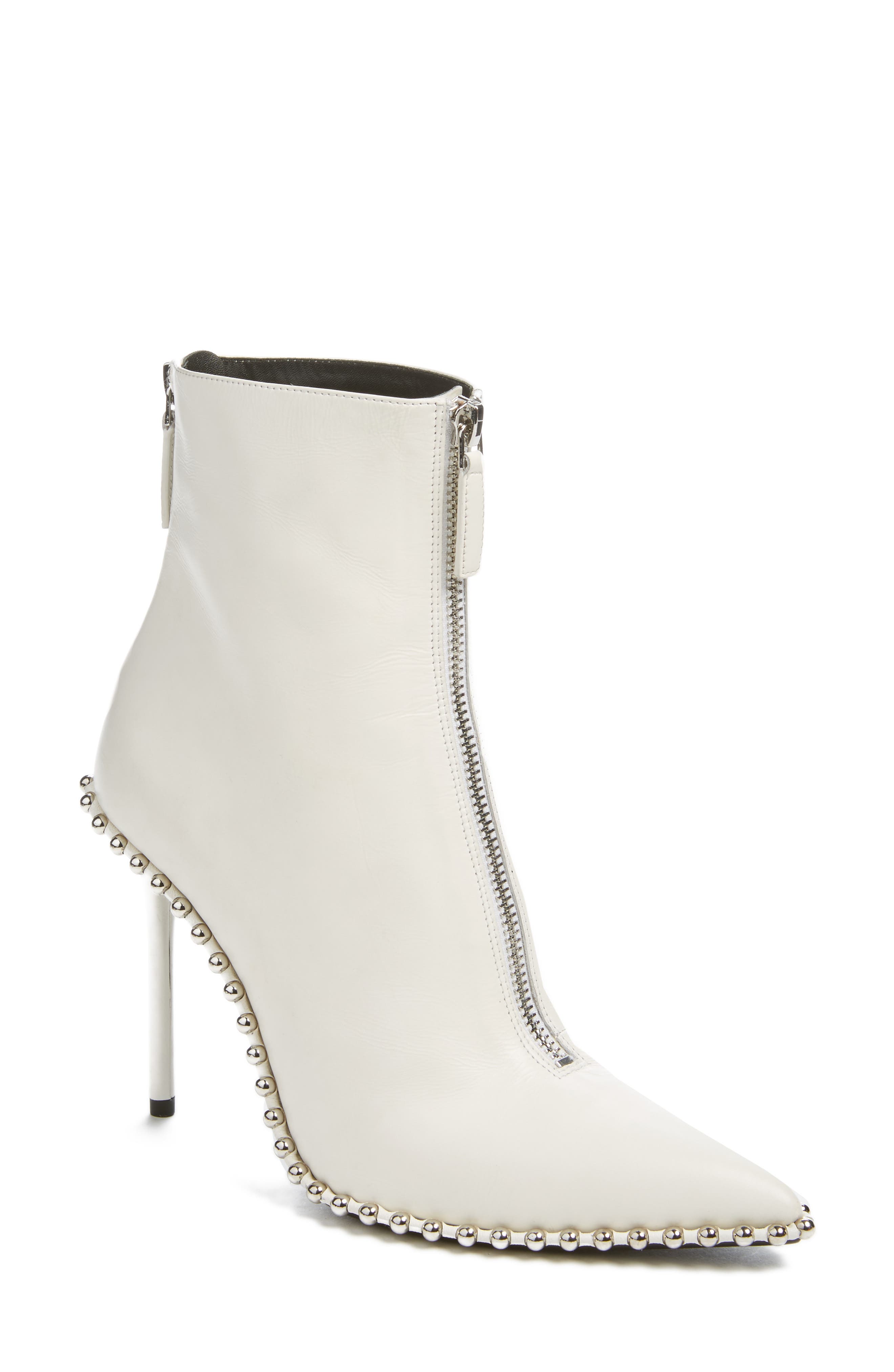 Eri Zipper Bootie, Main, color, WHITE LEATHER