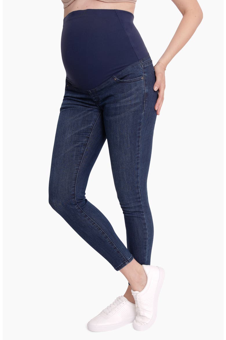 Ingrid & Isabel® Crossover Panel Maternity Skinny Jeans, Alternate, color, INDIGO