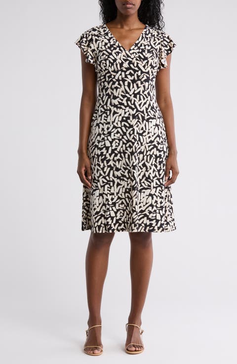 Wrap Style Flutter Sleeve Dress