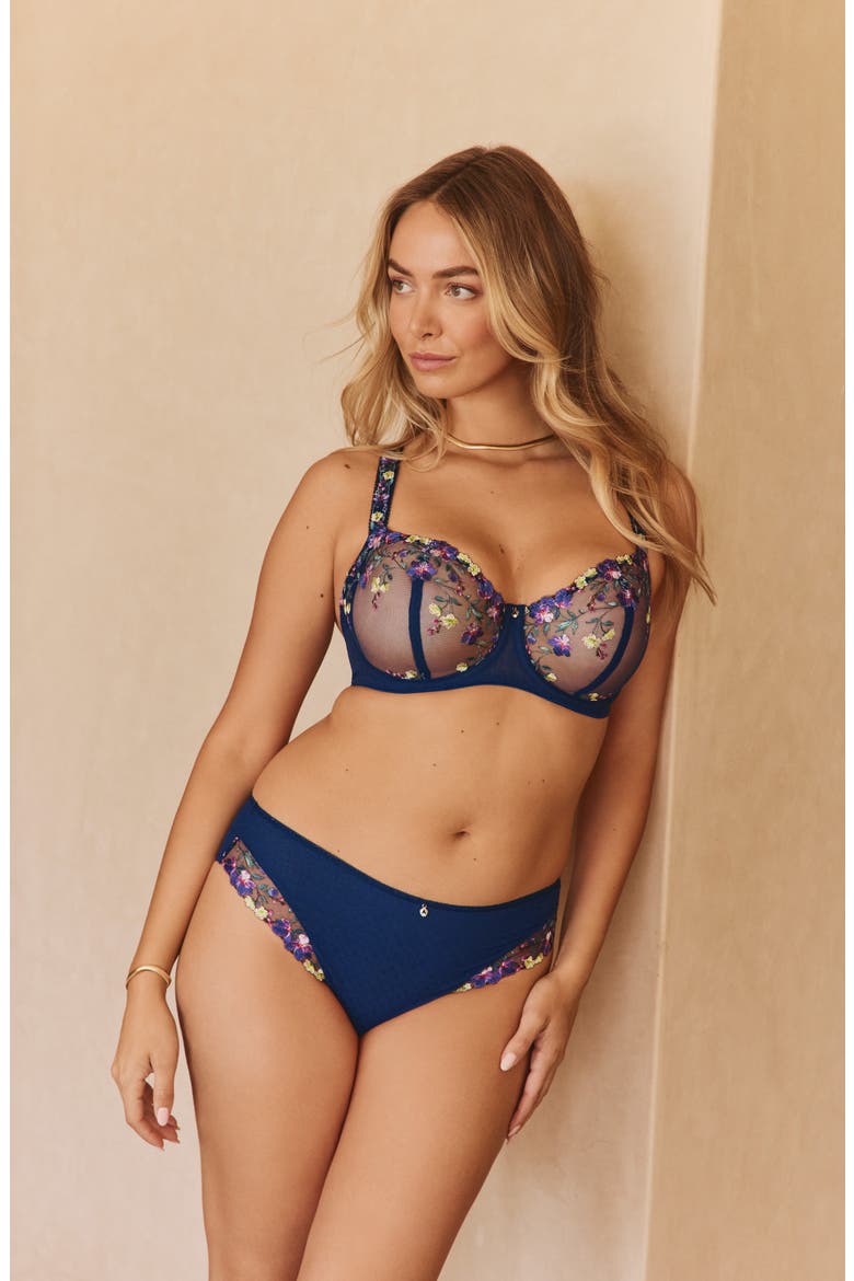 Marie Underwire Balconette Bra, Alternate, color, SAPPHIRE