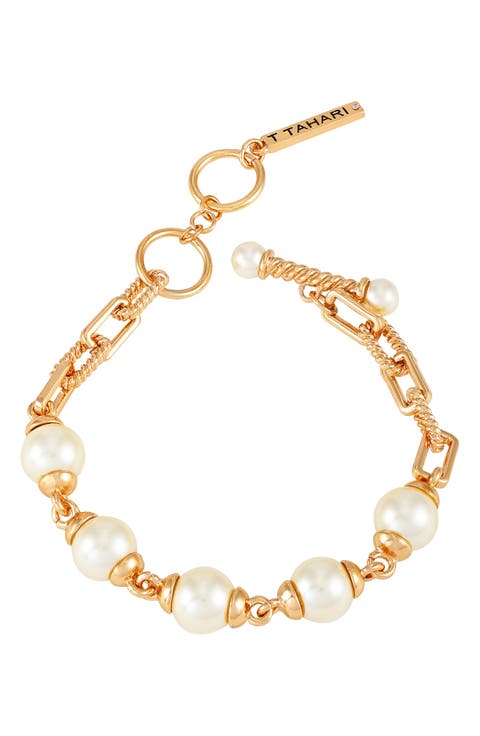 Imitation Pearl Toggle Bracelet