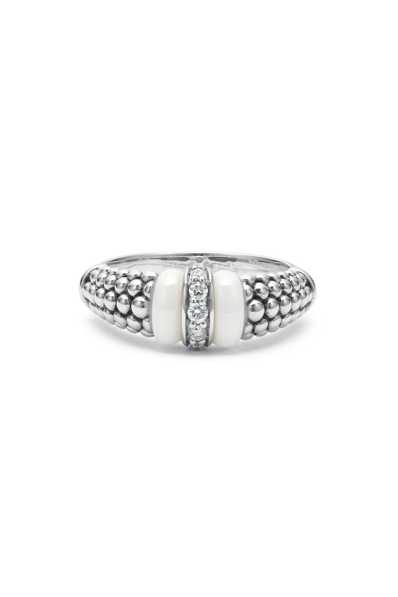Ceramic Caviar Diamond Ring, Alternate, color, SILVER/ DIAMOND