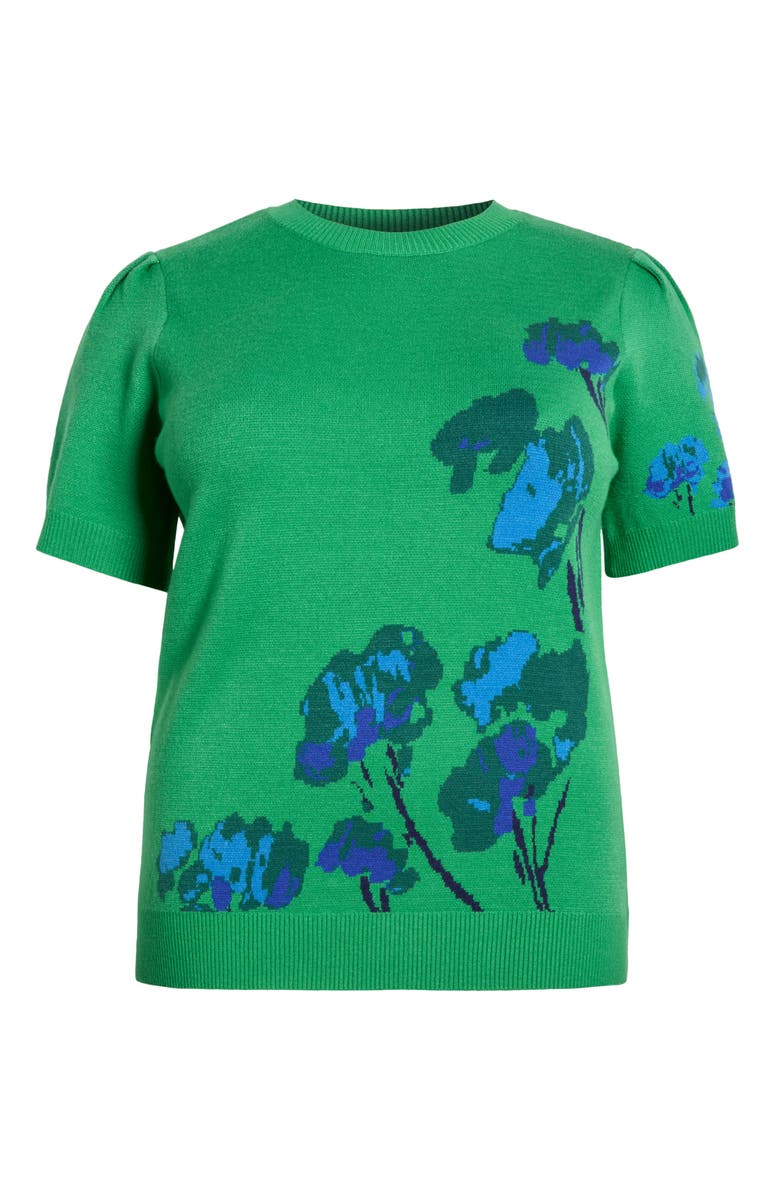 SUGARLIPS Kersey Floral Pleated Shoulder Short Sleeve Sweater, Alternate, color, Kelly-Green