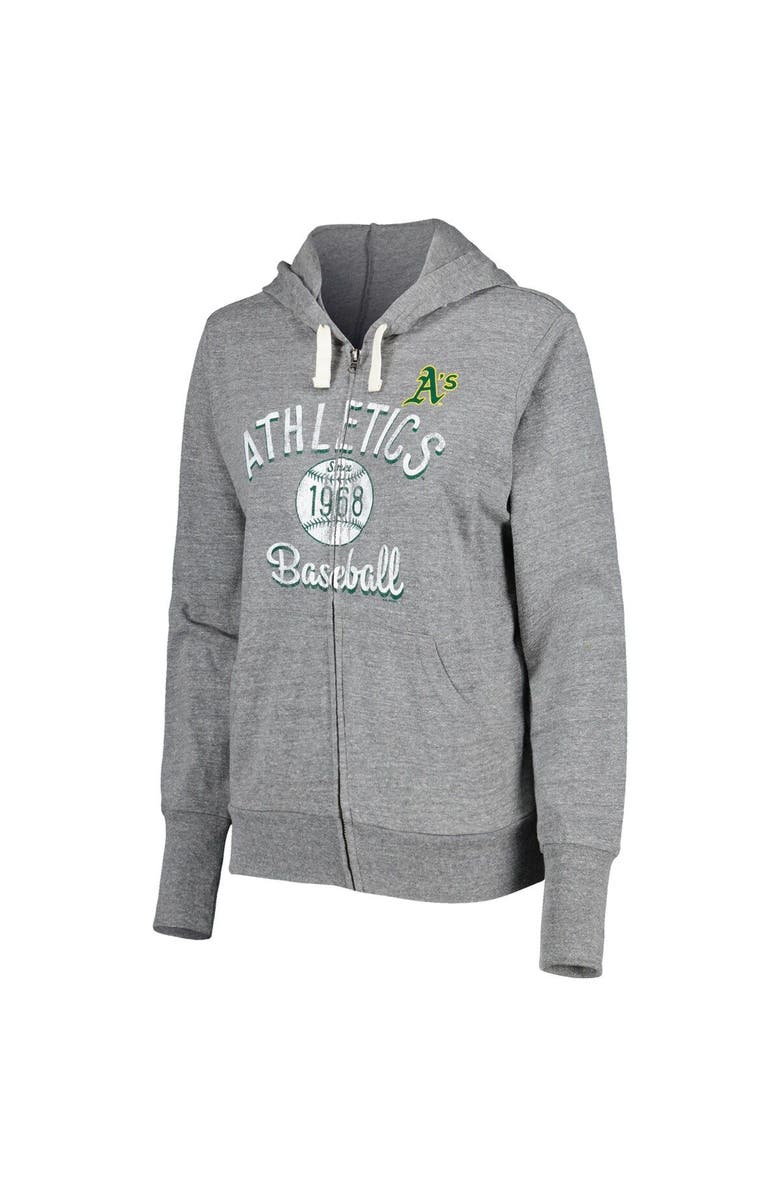 TOUCH BY ALYSSA MILANO Women's Touch Gray Oakland Athletics Training Camp Tri-Blend Full-Zip Hoodie, Alternate, color, 