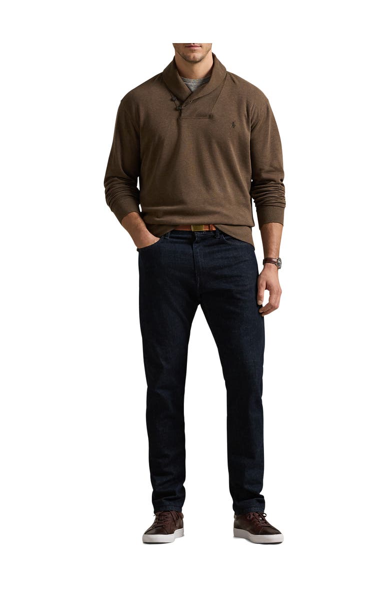 Polo Ralph Lauren Big & Tall Luxury Jersey Shawl-Collar Pullover, Alternate, color, Nutmeg Brown Heather