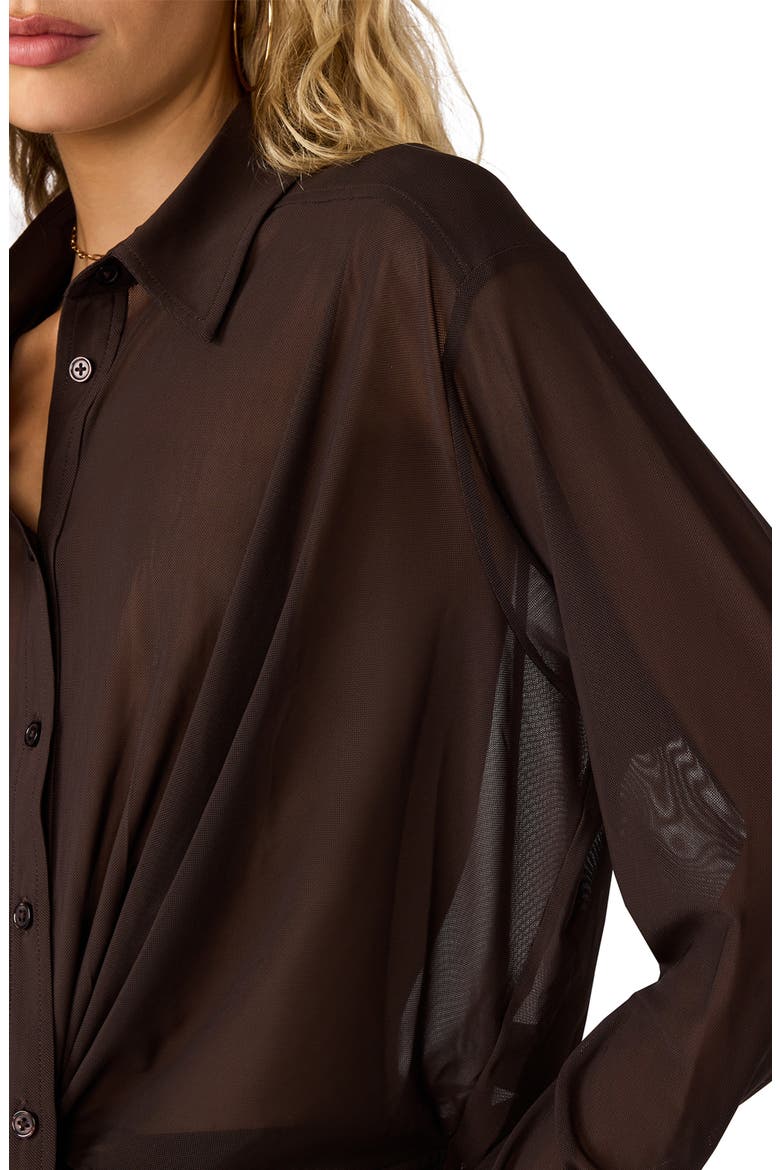 Sage Twist Front Crop Shirt, Alternate, color, DARK ESPRESSO