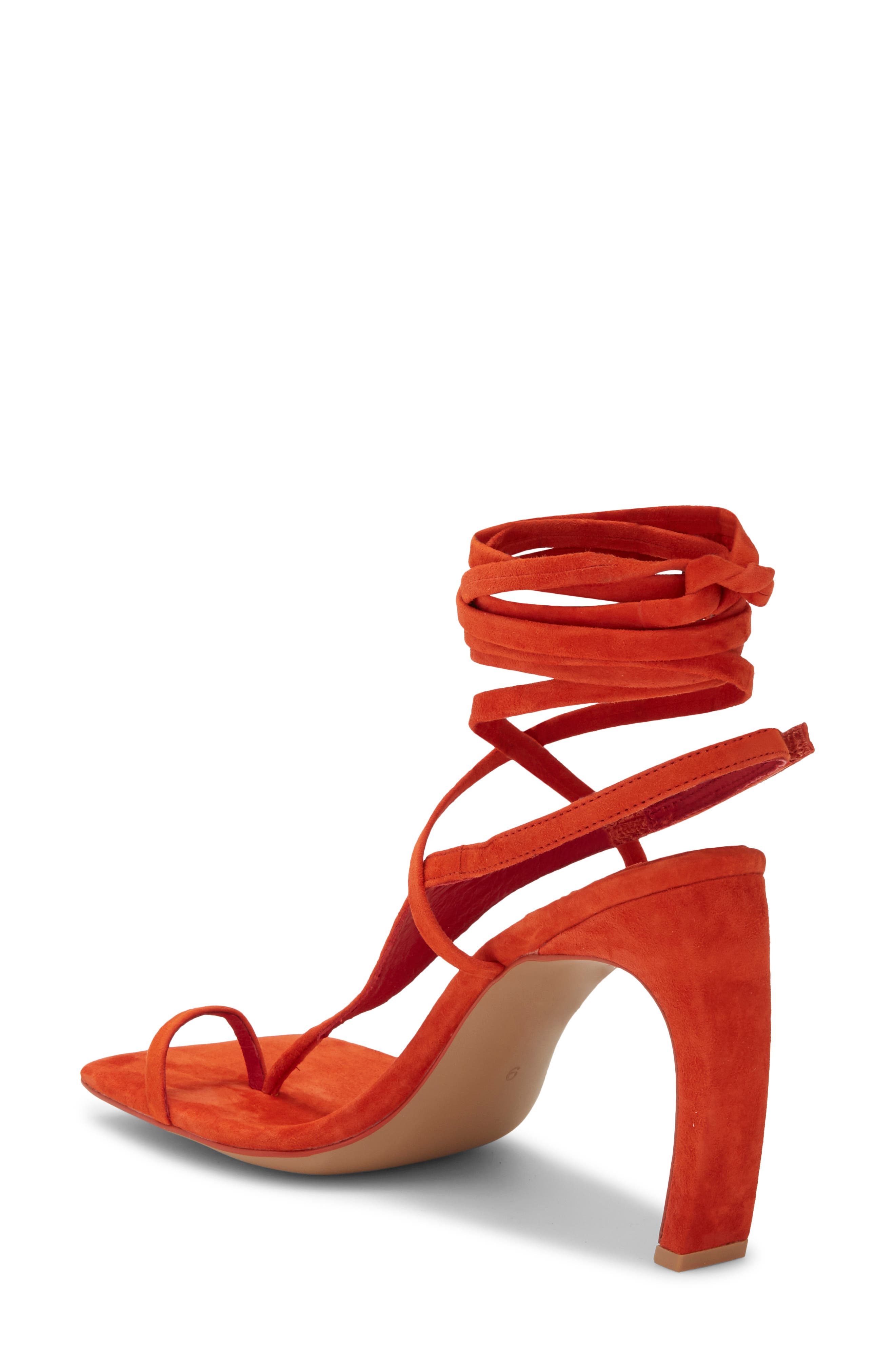 Jeffrey Campbell Bon Bon Ankle Wrap Sandal, Alternate, color, Orange Suede